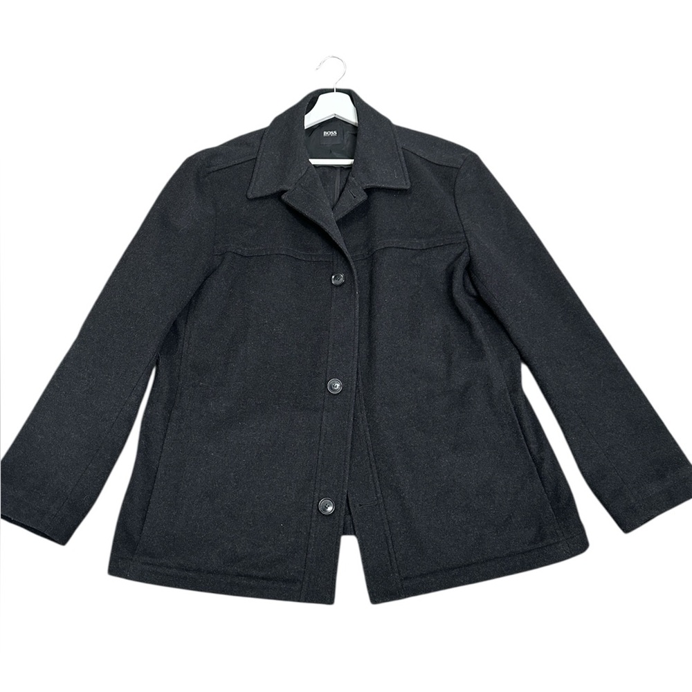 Boss Hugo boss dark gray wool cashmere Elegant Pea Coat  size 46R